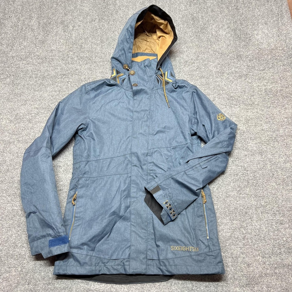 686 SMARTY InfiDRY 20K Jacket Womens Small Blue Hooded Insulated Ski Snow